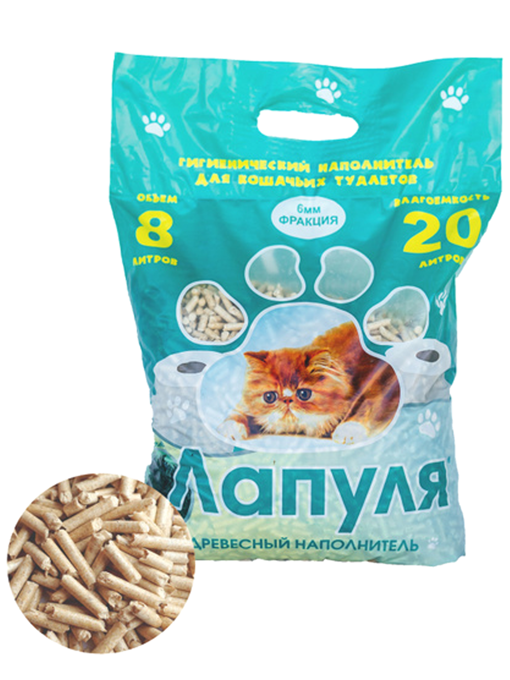 Древесный наполнитель "Лапуля" 8 л. (6)