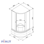 Душевой уголок с поддоном PARLY Z9011 (90х90х195)