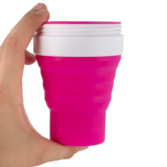 Стакан складной силиконовый 350 мл. Kamille KM 2034 с пластиковой накладкой