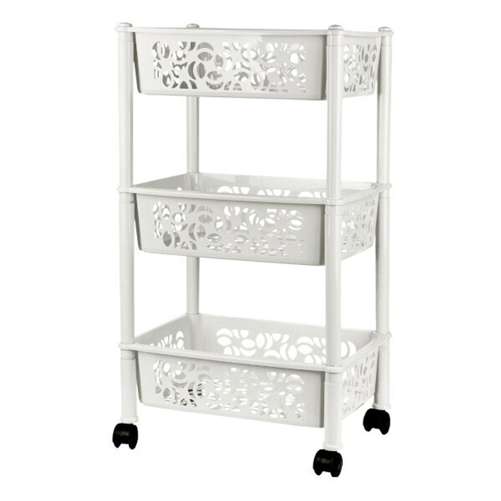 Этажерка на колесиках трехсекционная 37*29*69см Keeplex Light белое облако