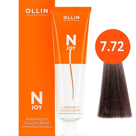 OLLIN PROFESSIONAL N-JOY - перманентная крем-краска для волос, 7/72 русый коричнево-фиолетовый, 100 мл