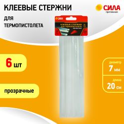 Клеевые стержни СИЛА SGS7200-6 для термопистолета прозрачные 7х200 мм 6 шт