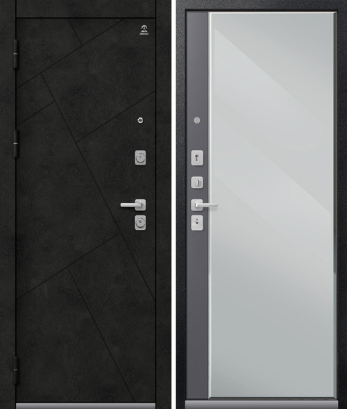 Входная дверь Центурион C-114 Чёрный муар+Бетон тёмный - Кашемир графит (2025)