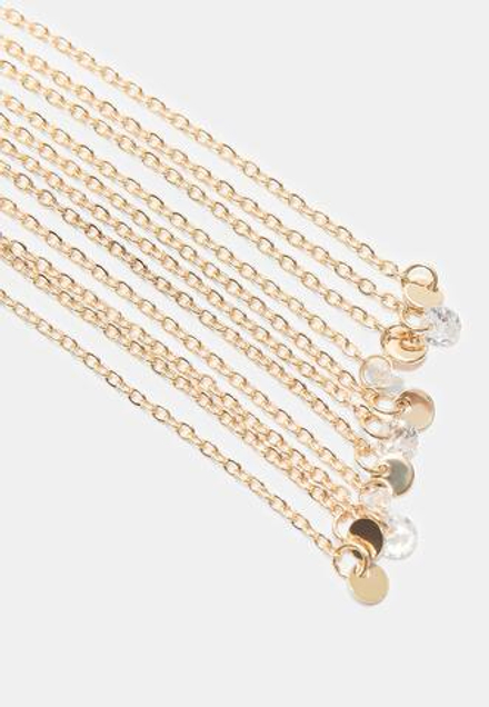 STRADIVARIUS Кафф с цепочкой и стразами, золотой