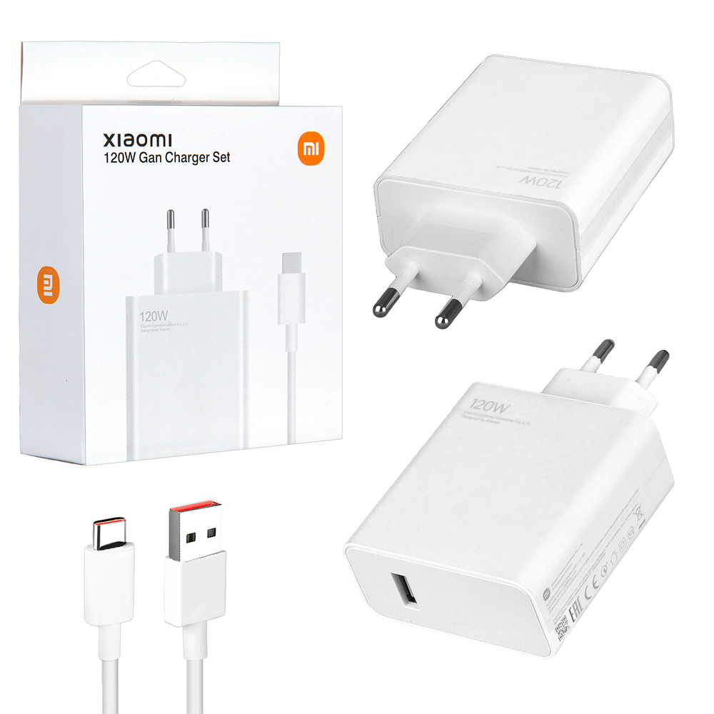 Сетевой адаптер питания Mi USB 120W + кабель Type-C (белый)
