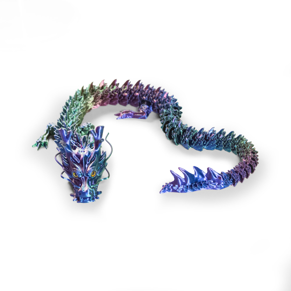 Китайский дракон, гибкая игрушка-антистресс, подарок, украшение интерьера, 45 см., 3D печать, красно-сине-зеленый