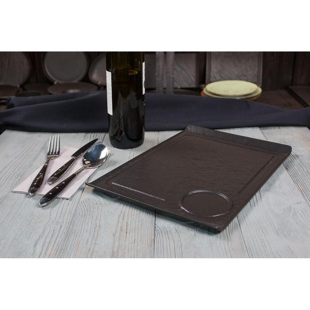 Блюдо прямоугольное 35*24 см h2,2 см борт Side Up2 с выемкой для соусника   P.L. [3]