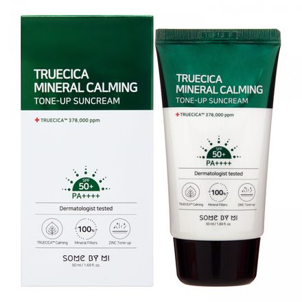 SOME BY MI TRUECICA MINERAL CALMING TONE-UP SUNCREAM Успокаивающий укрепляющий солнцезащитный крем с экстрактом центеллы азиатской 50мл