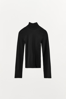 ZARA ТОП ОБЛЕГАЮЩЕГО КРОЯ С ДЕКОРАТИВНОЙ СТРОЧКОЙ, ЧЕРНЫЙ