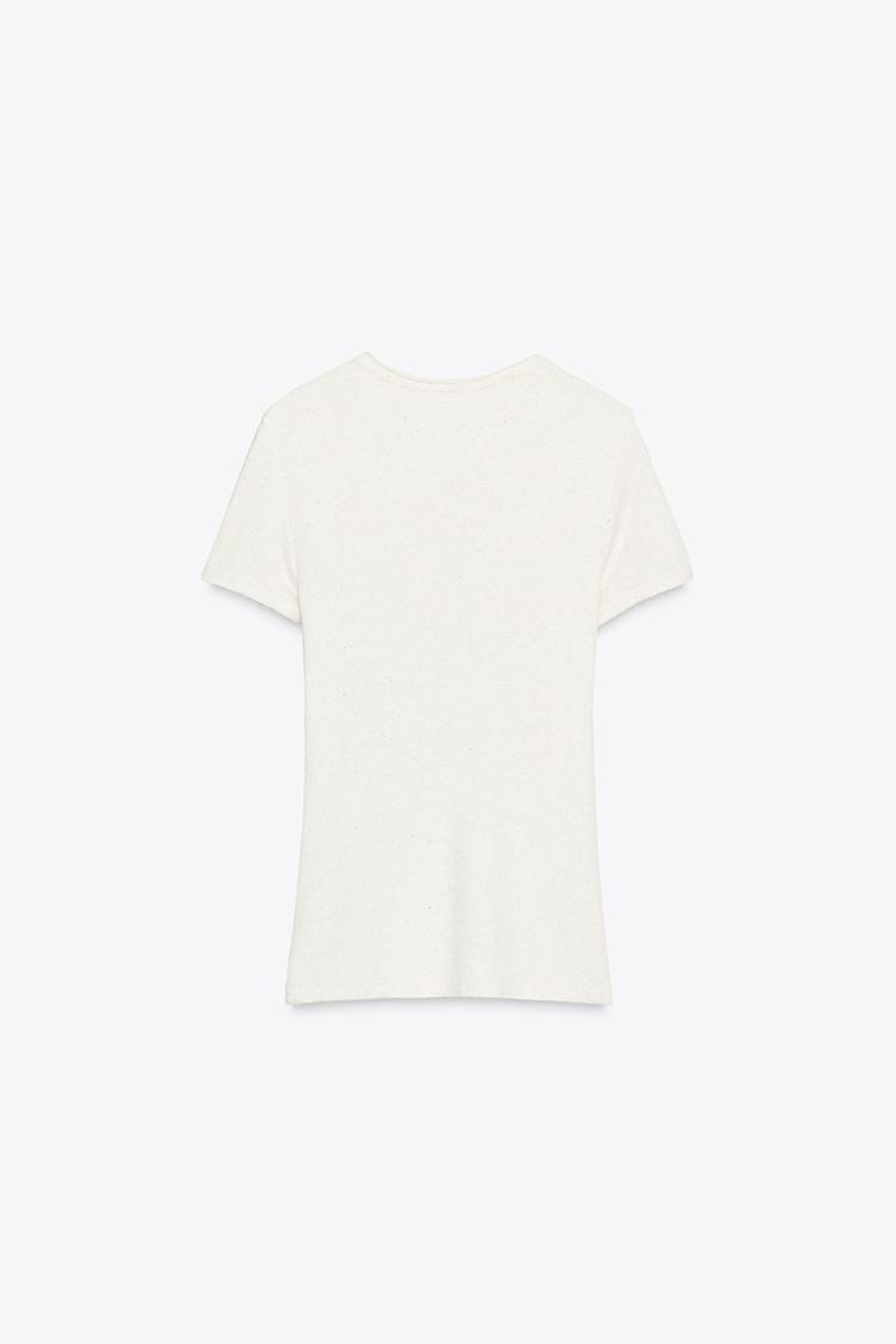 ZARA ФУТБОЛКА В РУБЧИК, ТЕМНО-БЕЖЕВЫЙ