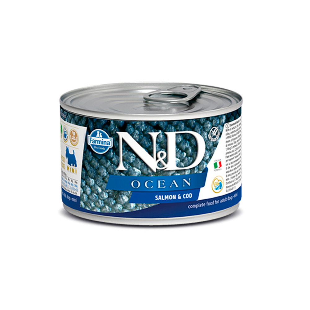 Влажный корм N&D DOG OCEAN SALMON&COD Adult mini с лососем и треской для собак мелких пород,140 г