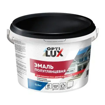 OPTILUX  Эмаль акриловая универсальная  Белая полуглянцевая 0,5кг (ИжСинтез)
