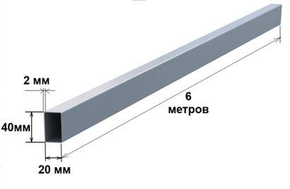 Труба профильная прямоугольная 40х20х2-6 метров
