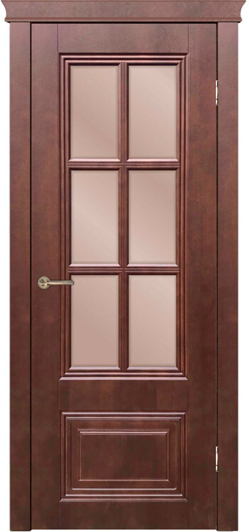 Межкомнатная дверь Оптима / Цвет Тон каштан / Стекло бронза / Двери Верда