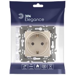 Розетка ЭРА Elegance 14-2101-04 с заземлением 2P+E Schuko 16A-250В IP20 шампань | Эра Elegance