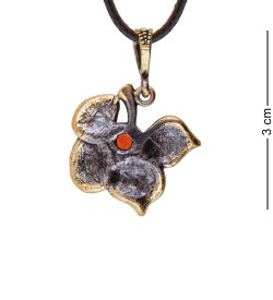 AM-3635 Подвеска «Цветок Фиалка» (латунь, янтарь)