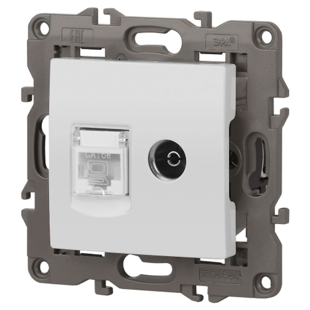 14-3110-01 ЭРА Розетка RJ45+TV, IP20, белый