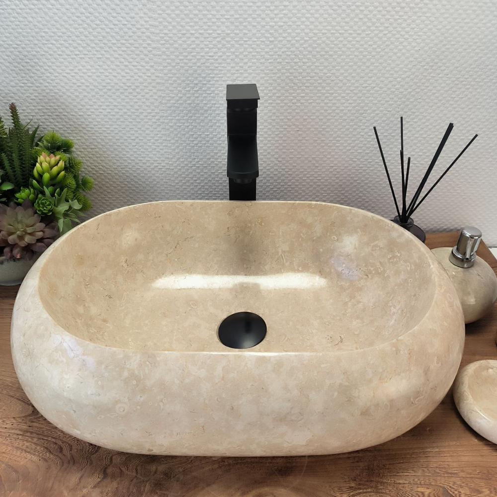 Раковина из мрамора Oval Donat Cream OM-63046 55*38*15 31