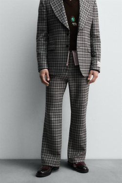 ZARA HARRY LAMBERT X DISNEY БРЮКИ В КЛЕТКУ, СЕРЫЙ