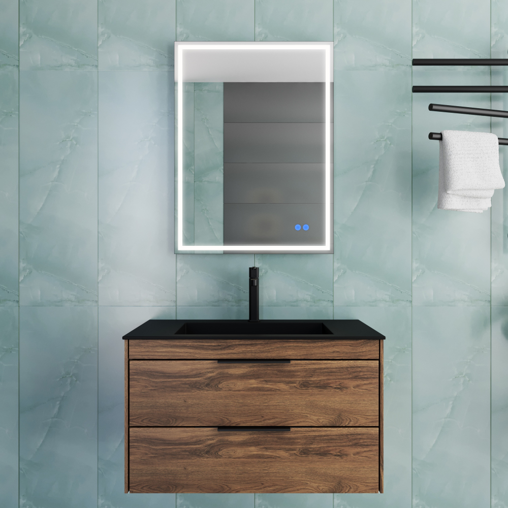 База под раковину Chiara 2D 800 подвесная, 2 выкатных ящика soft-close, С.Oak