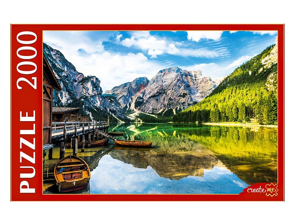 Пазлы 2000 элементов 680*920мм. "Италия. Озеро Брайес и лодки"