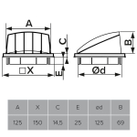 Выход вентиляционный пластик, d125 мм, с обратным клапаном, бел, Эра, 1515К12.5ФВ