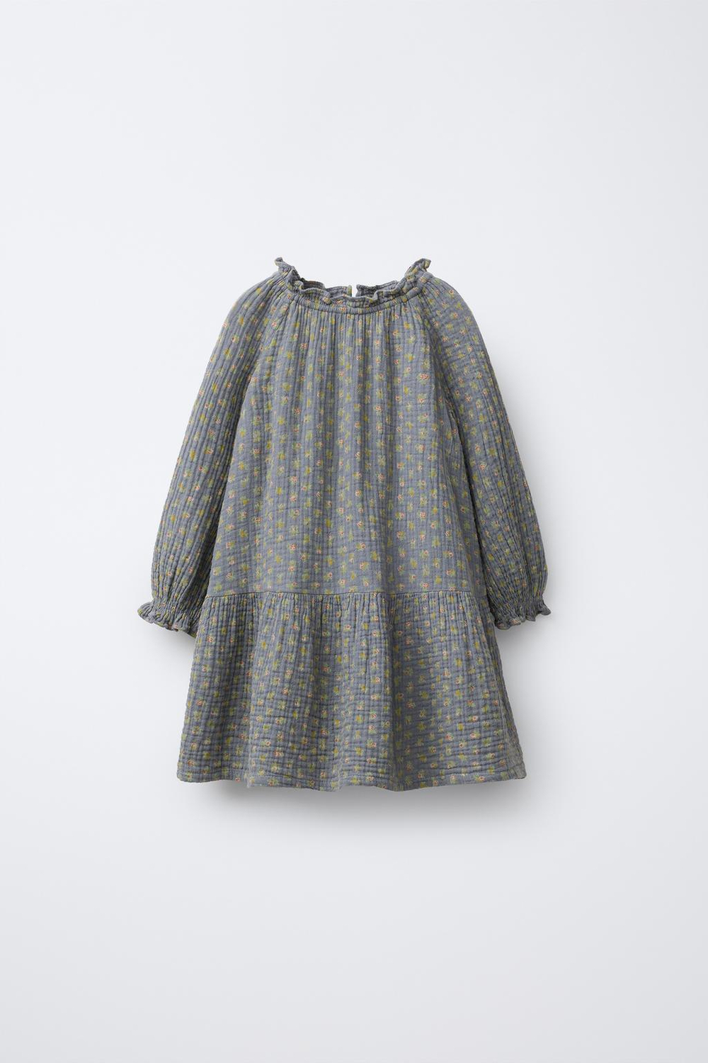 ZARA ПЛАТЬЕ ИЗ БАМБУКА С ЦВЕТОЧНЫМ ПРИНТОМ, ЗЕЛЕНЫЙ/СЕРЫЙ