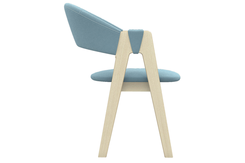 Стул обеденный (гнутая спинка) (голубой велюр/лак) 56х64хв85