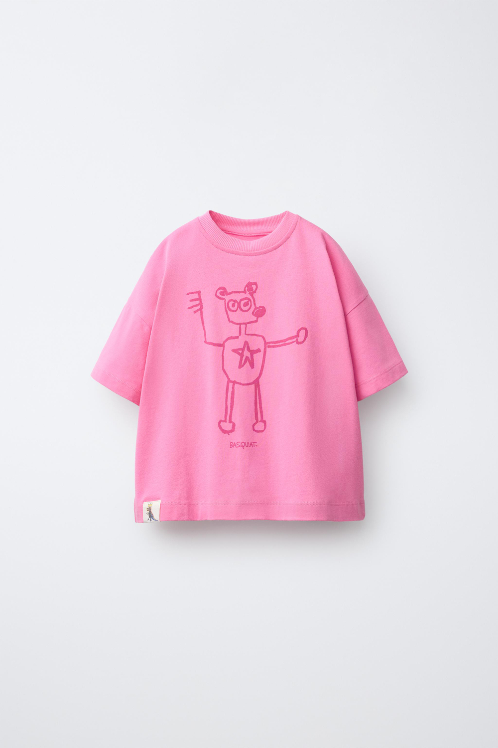 ZARA ФУТБОЛКА BASQUIAT®, РОЗОВЫЙ