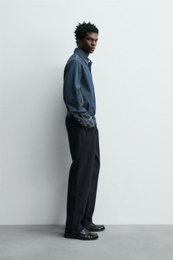 ZARA ДЖИНСЫ STRAIGHT FIT ХЛОПОК — ШЕРСТЬ, СИНИЙ