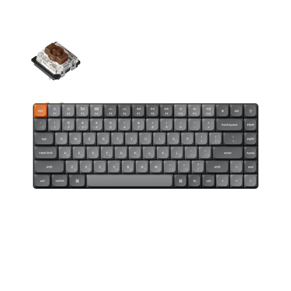Беспроводная механическая ультратонкая клавиатура QMK Keychron K3 Max, 84 клавиши, RGB-подсветка, Gateron Brown Switch (K3M-H3)