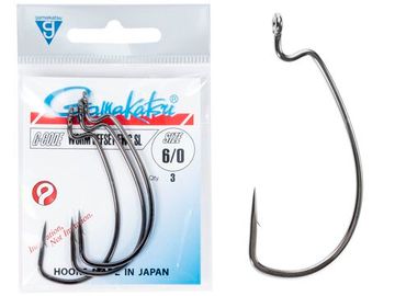 Крючки офсетные Gamakatsu WORM OFFSET EWG SL HOOKS BLACK разм. 6/0 3шт.
