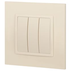 14-1107-02 ЭРА Выключатель тройной, 10АХ-250В, IP20, Эра Elegance, сл.кость | Elegance Слоновая кость