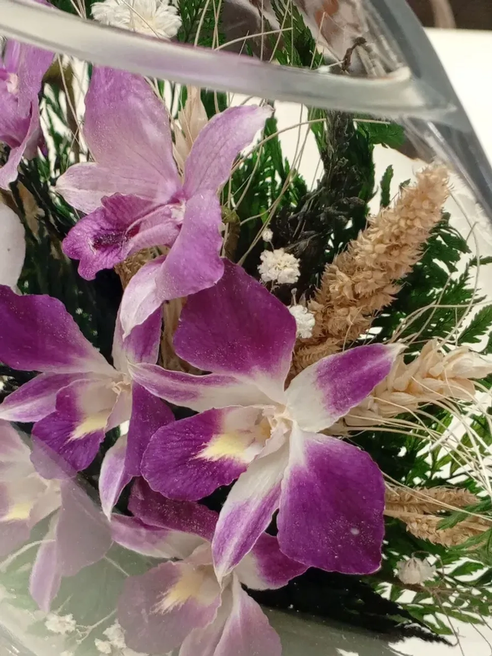 натуральные цветы в стекле, вакуум