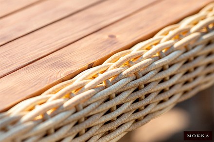 Стол прямоугольный с деревянной столешницей MOKKA BELLA, соломенный