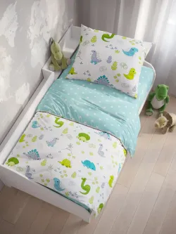 Наволочка комплект 2шт бязь Сказка "Динозаврики" 50x70 см на молнии