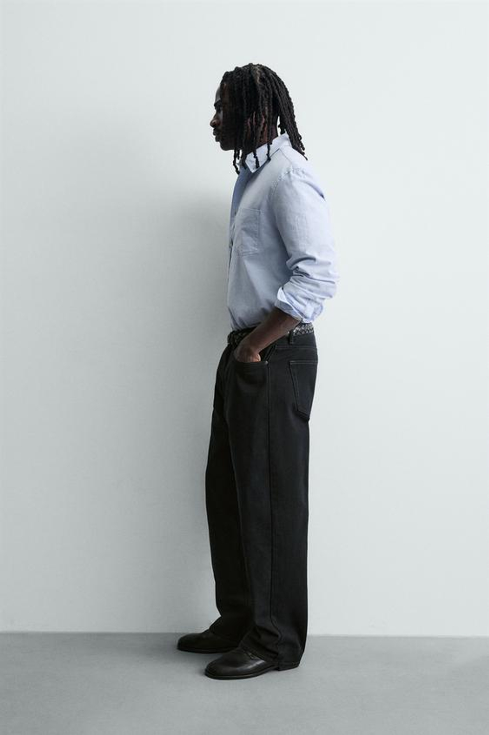 ZARA ДЖИНСЫ СВОБОДНОГО КРОЯ, ТЕМНЫЙ АНТРАЦИТ