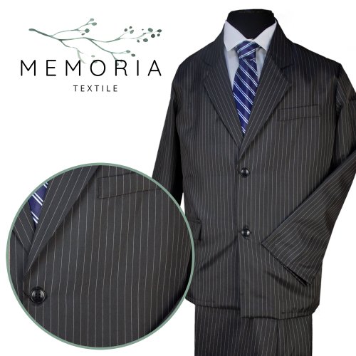 Костюм-тройка мужской без подкладки габардин в полоску, с рубашкой и галстуком