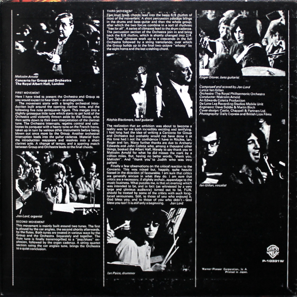 Deep Purple, The Royal Philharmonic Orchestra, Malcolm Arnold / Concerto For Group And Orchestra (LP)