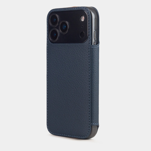 Чехол-книжка кожаная для iPhone 17 Pro, теленок синего цвета