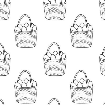 Корзинка с яйцами. Корзина для пикника.