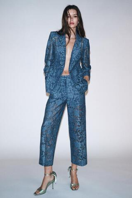 ZARA БЛЕЙЗЕР ИЗ КРУЖЕВА, СИНИЙ