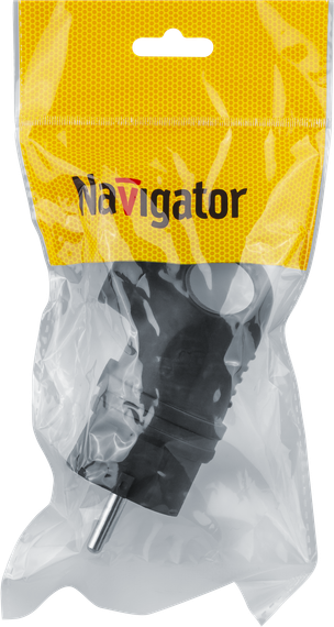 Вилка электрическая Navigator NCA-PLR01 16А IP44 угловая с заземлением каучук черная 37906