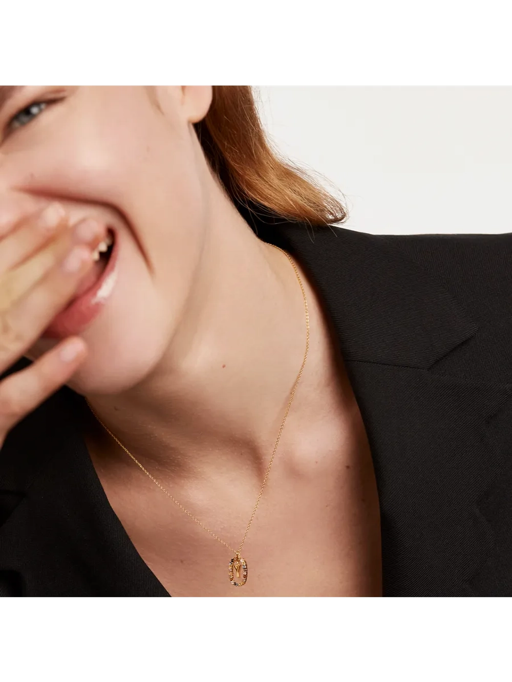 Колье Буква Y серебро 925 пробы покрытое золотом