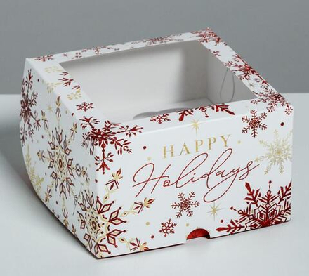 Коробка для 4 капкейков, «Let it snow », 160*160*100 мм