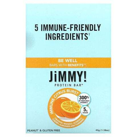 Протеиновые батончики и перекусы JiMMY!, Be Well Bars With Benefits, Immune Citrus Burst, 12 протеиновых батончиков, 45 г (1,58 унции)