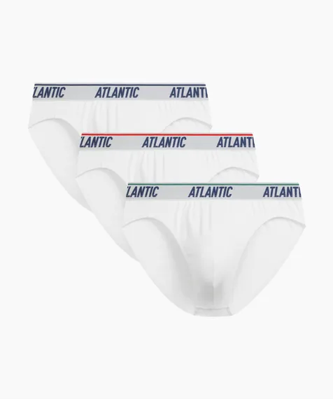 Мужские трусы (3шт) слипы спорт Atlantic 3MP-219, хлопок, белый