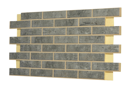 Клинкерная фасадная термопанель, плитка BestPoint Exclusive Cement Dark, ППУ (пенополиуретан), 1028x616 толщина 65 мм