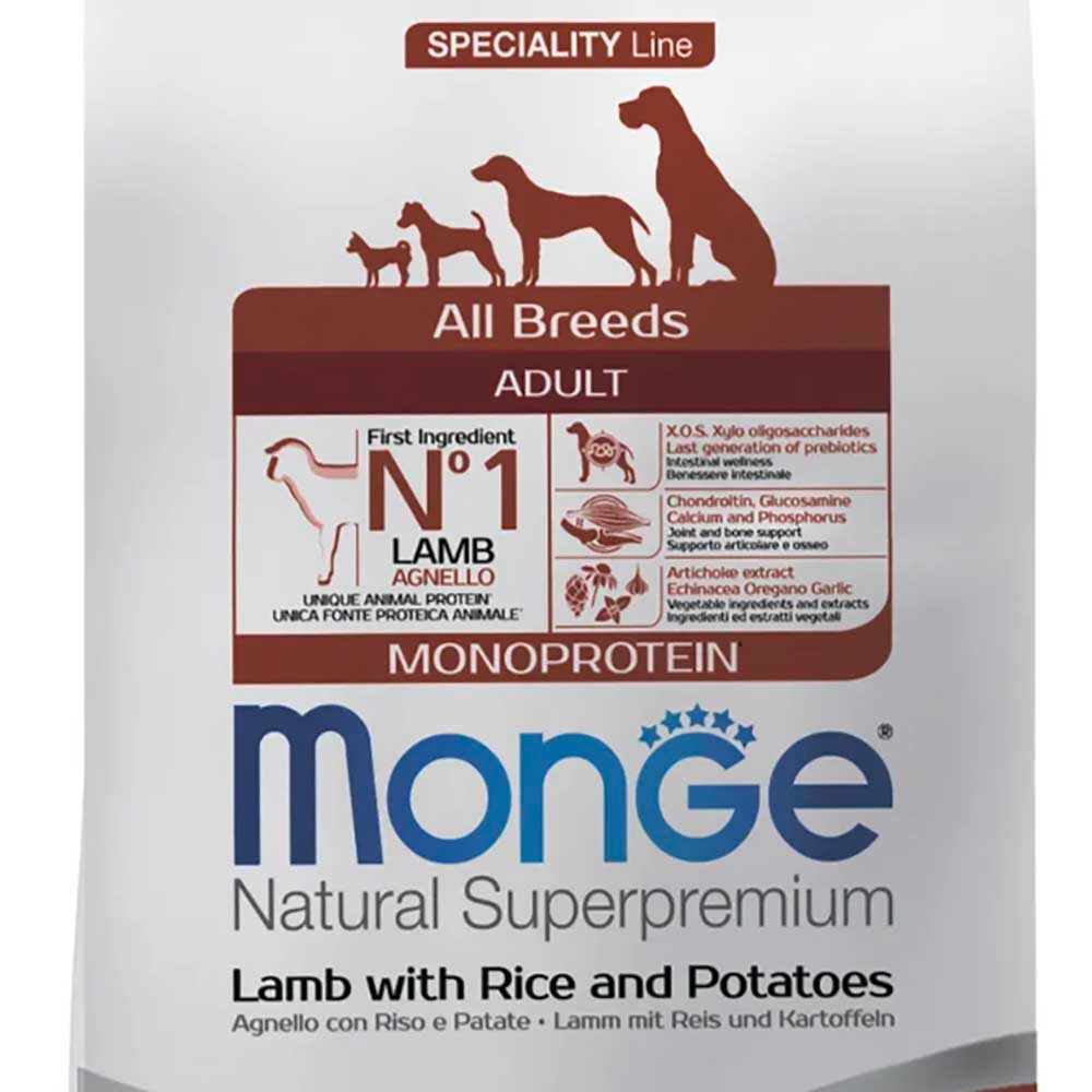 Monge Dog All Monoprotein Lamb - монобелковый корм для собак (ягненок, рис и картофель)