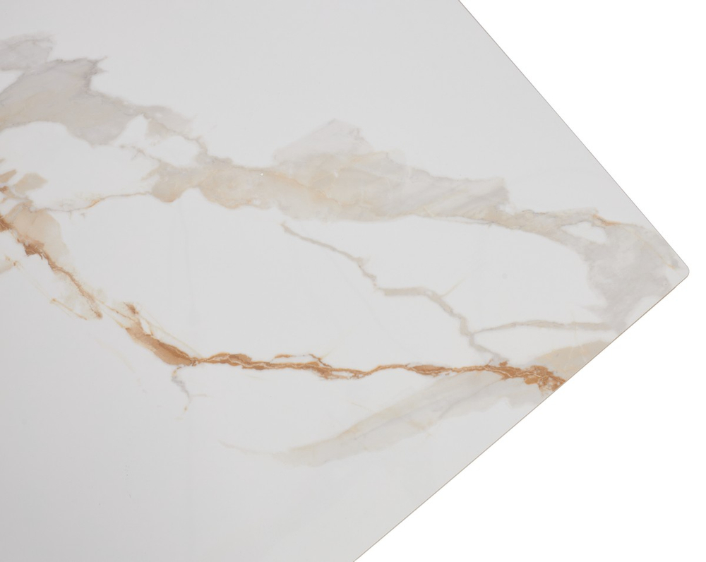 Стол ТАНГО 160 CALACATTA GOLD , керамика / Черный каркас, М-City